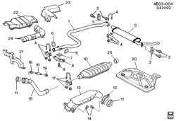 FUEL SYSTEM-EXHAUST-EMISSION SYSTEM Buick Reatta 1988-1990 E EXHAUST SYSTEM-V6 (LN3/3.8C)