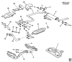 FUEL SYSTEM-EXHAUST-EMISSION SYSTEM Buick Reatta 1993-1993 E EXHAUST SYSTEM-V6 (L27/3.8L)