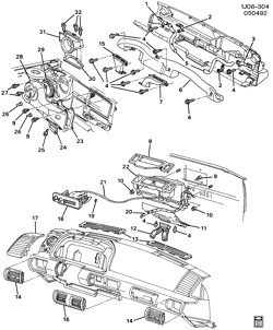 FRONT END SHEET METAL-HEATER-VEHICLE MAINTENANCE Chevrolet Cavalier 1992-1994 J HEATER & DEFROSTER SYSTEM