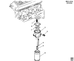 SISTEMA DE ENFRIAMIENTO - REJILLA - SISTEMA DE ACEITE Chevrolet Hearse/Limousine 1992-1993 B19 ENGINE OIL FILTER MOUNTING (LB4/4.3Z)
