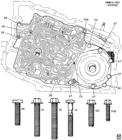 5-SPEED MANUAL TRANSMISSION Buick Century 1987-1989 A AUTOMATIC TRANSMISSION (ME9) HM 4T60 CASE BOLT LOCATION