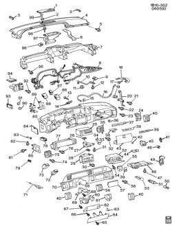 WINDSHIELD-WIPER-MIRRORS-INSTRUMENT PANEL-CONSOLE-DOORS Chevrolet Caprice 1991-1993 B INSTRUMENT PANEL