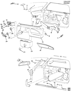 INTERIOR TRIM-FRONT SEAT TRIM-SEAT BELTS Chevrolet Cavalier 1992-1994 J35-69 TRIM/FRONT DOOR