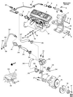 FUEL SYSTEM-EXHAUST-EMISSION SYSTEM Chevrolet Caprice 1992-1993 B19 A.I.R. PUMP & RELATED PARTS-V6(LB4)