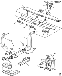 КРЕПЛЕНИЕ КУЗОВА-КОНДИЦИОНЕР-АУДИОСИСТЕМА Chevrolet Lumina APV 1993-1996 U AIR DISTRIBUTION SYSTEM PART 2 (C34,C36)