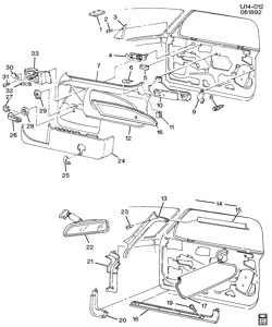 ОТДЕЛКА САЛОНА - ОТДЕЛКА ПЕРЕДН. СИДЕНЬЯ-РЕМНИ БЕЗОПАСНОСТИ Chevrolet Cavalier 1992-1994 J37 TRIM/FRONT DOOR