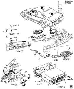 КРЕПЛЕНИЕ КУЗОВА-КОНДИЦИОНЕР-АУДИОСИСТЕМА Chevrolet Lumina 1990-1991 W27 AUDIO SYSTEM