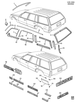 BODY MOLDINGS-SHEET METAL-REAR COMPARTMENT HARDWARE-ROOF HARDWARE Chevrolet Cavalier 1991-1991 J35 MOLDINGS/BODY