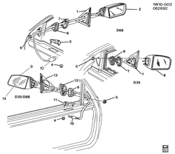 WINDSHIELD-WIPER-MIRRORS-INSTRUMENT PANEL-CONSOLE-DOORS Chevrolet Lumina 1990-1990 W MIRROR/REAR VIEW-EXTERIOR