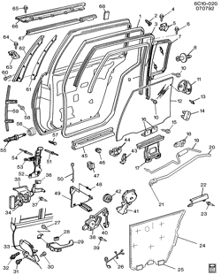 WINDSHIELD-WIPER-MIRRORS-INSTRUMENT PANEL-CONSOLE-DOORS Cadillac Fleetwood Sixty Special 1992-1993 C69 DOOR HARDWARE/REAR