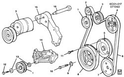 COOLING SYSTEM-GRILLE-OIL SYSTEM Cadillac Funeral Coach 1991-1993 C PULLEYS & BELTS-ACCESSORY DRIVE-V8 4.9L (4.9B)(L26)