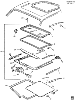 BODY MOLDINGS-SHEET METAL-REAR COMPARTMENT HARDWARE-ROOF HARDWARE Cadillac Funeral Coach 1991-1993 C SUNROOF (CF5)
