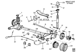 CHÂSSIS - RESSORTS - PARE-CHOCS - AMORTISSEURS Buick Century 1984-1991 A SUSPENSION/REAR