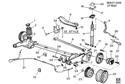 CHÂSSIS - RESSORTS - PARE-CHOCS - AMORTISSEURS Buick Century 1993-1996 A SUSPENSION/REAR
