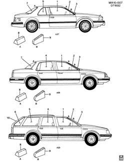 PARE-BRISE - ESSUI-GLACE - RÉTROVISEURS - TABLEAU DE BOR - CONSOLE - PORTES Buick Century 1992-1996 A GLASS IDENTIFICATION