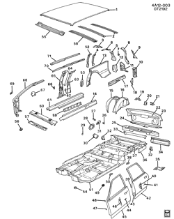 BODY MOLDINGS-SHEET METAL-REAR COMPARTMENT HARDWARE-ROOF HARDWARE Buick Century 1992-1992 A35 SHEET METAL/BODY REAR COMPARTMENT AND UNDERBODY