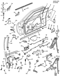 WINDSHIELD-WIPER-MIRRORS-INSTRUMENT PANEL-CONSOLE-DOORS Buick Century 1992-1996 A69 DOOR HARDWARE/FRONT