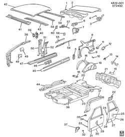BODY MOLDINGS-SHEET METAL-REAR COMPARTMENT HARDWARE-ROOF HARDWARE Buick Century 1992-1992 A69 SHEET METAL/BODY/REAR COMPARTMENT AND UNDERBODY