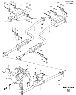 FUEL SYSTEM-EXHAUST-EMISSION SYSTEM Chevrolet Metro 1992-1994 MR08 EXHAUST SYSTEM (Z49,BYP)