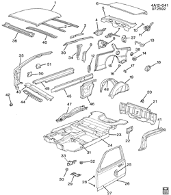 BODY MOLDINGS-SHEET METAL-REAR COMPARTMENT HARDWARE-ROOF HARDWARE Buick Century 1992-1992 A37 SHEET METAL/BODY/REAR COMPARTMENT AND UNDERBODY