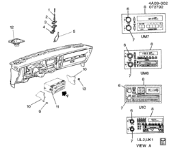 BODY MOUNTING-AIR CONDITIONING-AUDIO/ENTERTAINMENT Buick Century 1992-1996 A AUDIO SYSTEM FRONT