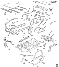 BODY MOLDINGS-SHEET METAL-REAR COMPARTMENT HARDWARE-ROOF HARDWARE Buick Century 1993-1993 A37 SHEET METAL/BODY/REAR COMPARTMENT AND UNDERBODY