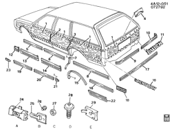 BODY MOLDINGS-SHEET METAL-REAR COMPARTMENT HARDWARE-ROOF HARDWARE Buick Century 1993-1996 A35 MOLDINGS/BODY-BELOW BELT