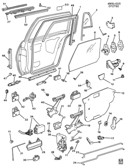 WINDSHIELD-WIPER-MIRRORS-INSTRUMENT PANEL-CONSOLE-DOORS Buick Somerset 1993-1995 N69 DOOR HARDWARE/REAR