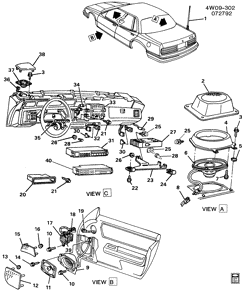 SUP. DE CARR. - AIR CLIM.- AUDIO/DIVERTISSEMENT Buick Regal 1990-1991 W AUDIO SYSTEM