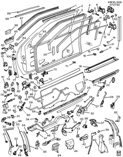 WINDSHIELD-WIPER-MIRRORS-INSTRUMENT PANEL-CONSOLE-DOORS Buick Regal 1993-1996 W57 DOOR HARDWARE/FRONT