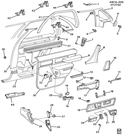 INTERIOR TRIM-FRONT SEAT TRIM-SEAT BELTS Buick Regal 1992-1994 W19 TRIM/CENTER PILLAR, REAR DOOR & QUARTER