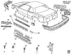 BODY MOLDINGS-SHEET METAL-REAR COMPARTMENT HARDWARE-ROOF HARDWARE Buick Regal 1992-1993 W57 MOLDINGS/BODY-BELOW BELT(B97,BW2)