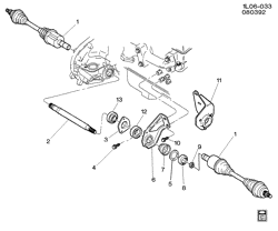 FRONT SUSPENSION-STEERING Chevrolet Corsica 1993-1993 L DRIVE AXLE MOUNTING/FRONT-V6-3.1L (LH0/3.1T)(MG2)