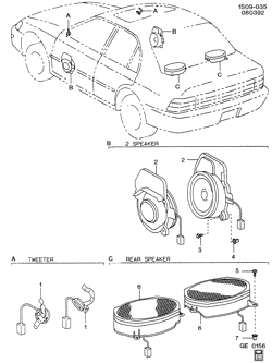 CONJUNTO DA CARROCERIA, CONDICIONADOR DE AR - ÁUDIO/ENTRETENIMENTO Chevrolet Prizm 1993-1997 S AUDIO SYSTEM FRONT & REAR SPEAKER