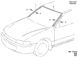 BODY MOLDINGS-SHEET METAL-REAR COMPARTMENT HARDWARE-ROOF HARDWARE Chevrolet Prizm 1993-1997 S MOLDINGS/BODY FRONT