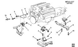 6-CYLINDER ENGINE Chevrolet Camaro 1993-1997 F ENGINE & TRANSMISSION MOUNTING-V8 (LT1/5.7P)