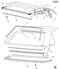 BODY WIRING-ROOF TRIM Cadillac Allante 1987-1990 V FOLDING TOP WEATHERSTRIPS