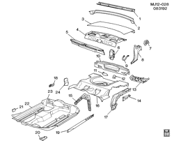 BODY MOLDINGS-SHEET METAL-REAR COMPARTMENT HARDWARE-ROOF HARDWARE Chevrolet Cavalier 1992-1994 J37 SHEET METAL/BODY UNDERBODY AND REAR END