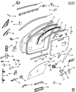 WINDSHIELD-WIPER-MIRRORS-INSTRUMENT PANEL-CONSOLE-DOORS Chevrolet Beretta 1987-1991 L69 DOOR HARDWARE/FRONT PART 1