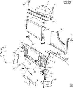 COOLING SYSTEM-GRILLE-OIL SYSTEM Cadillac Fleetwood Brougham 1993-1993 D RADIATOR MOUNTING & RELATED PARTS (V08)