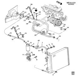 BODY MOUNTING-AIR CONDITIONING-AUDIO/ENTERTAINMENT Chevrolet Camaro 1996-1997 F A/C REFRIGERATION SYSTEM (LT1/5.7P)(C60)
