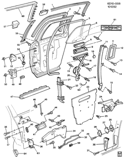 WINDSHIELD-WIPER-MIRRORS-INSTRUMENT PANEL-CONSOLE-DOORS Cadillac Fleetwood Brougham 1995-1996 D DOOR HARDWARE/REAR