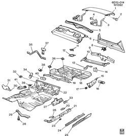 BODY MOLDINGS-SHEET METAL-REAR COMPARTMENT HARDWARE-ROOF HARDWARE Cadillac Fleetwood Brougham 1993-1994 D SHEET METAL/BODY PART 3 UNDERBODY & REAR END