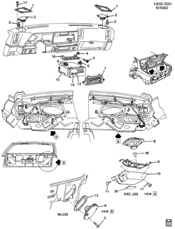 КРЕПЛЕНИЕ КУЗОВА-КОНДИЦИОНЕР-АУДИОСИСТЕМА Chevrolet Cadet 1982-1990 J AUDIO SYSTEM