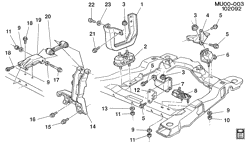 6-CYLINDER ENGINE Pontiac Trans Sport 1990-1991 U ENGINE & TRANSMISSION MOUNTING-V6 (LG6/3.1D)