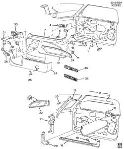 ОТДЕЛКА САЛОНА - ОТДЕЛКА ПЕРЕДН. СИДЕНЬЯ-РЕМНИ БЕЗОПАСНОСТИ Chevrolet Cavalier 1991-1991 J37 TRIM/FRONT DOOR
