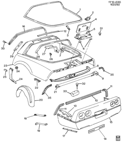 BODY MOLDINGS-SHEET METAL-REAR COMPARTMENT HARDWARE-ROOF HARDWARE Chevrolet Corvette 1991-1991 Y07 BODY/REAR (EXC (ZR1))