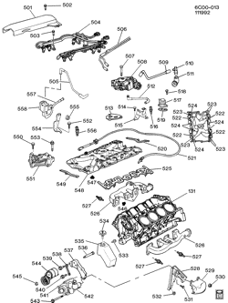 8-CYLINDER ENGINE Cadillac Funeral Coach 1991-1993 C ENGINE ASM-4.9L V8 PART 5 MANIFOLDS & RELATED PARTS (L26/4.9B)