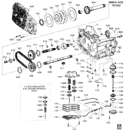 BRAKES Buick Regal 1993-1993 W AUTOMATIC TRANSMISSION (M13) PART 3 HM 4T60-E CASE, DRIVE LINK, 4TH CLU & ACCUM