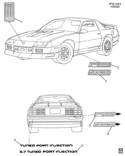 BODY MOLDINGS-SHEET METAL-REAR COMPARTMENT HARDWARE-ROOF HARDWARE Chevrolet Camaro 1991-1992 F ORNAMENTATION/BODY